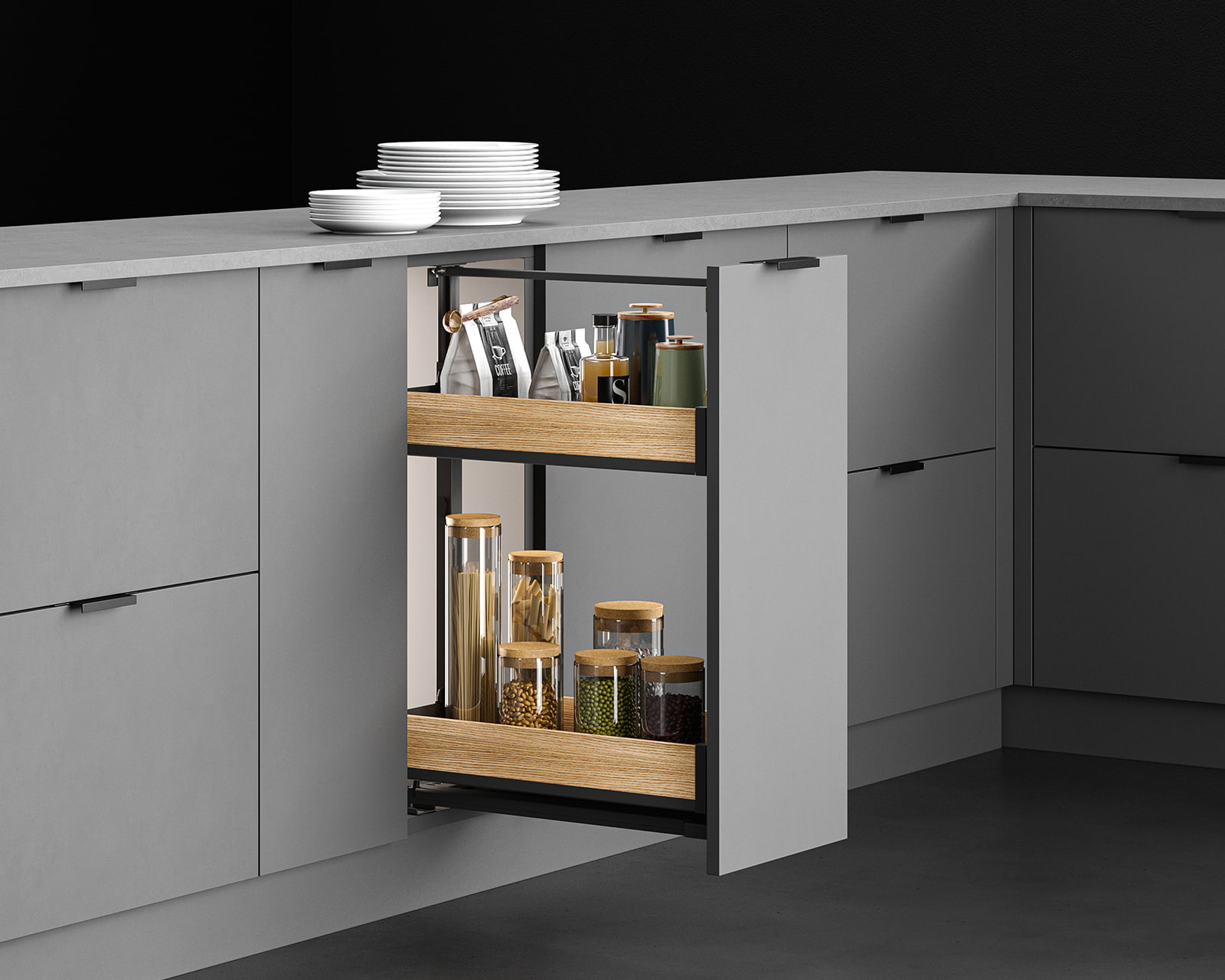 BASE-MOUNTED PULL OUT UNIT BLACK