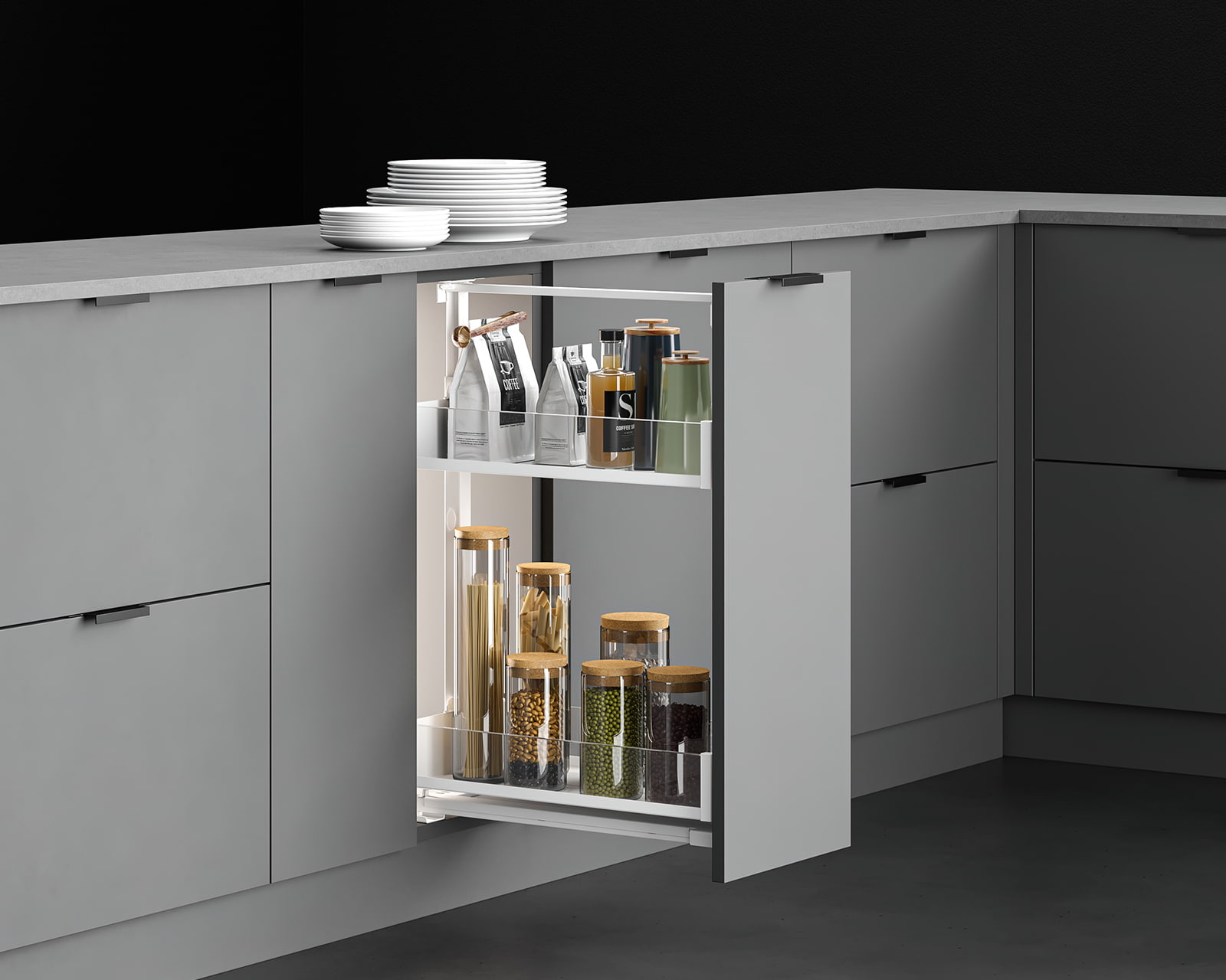 BASE-MOUNTED PULL OUT UNIT WHITE