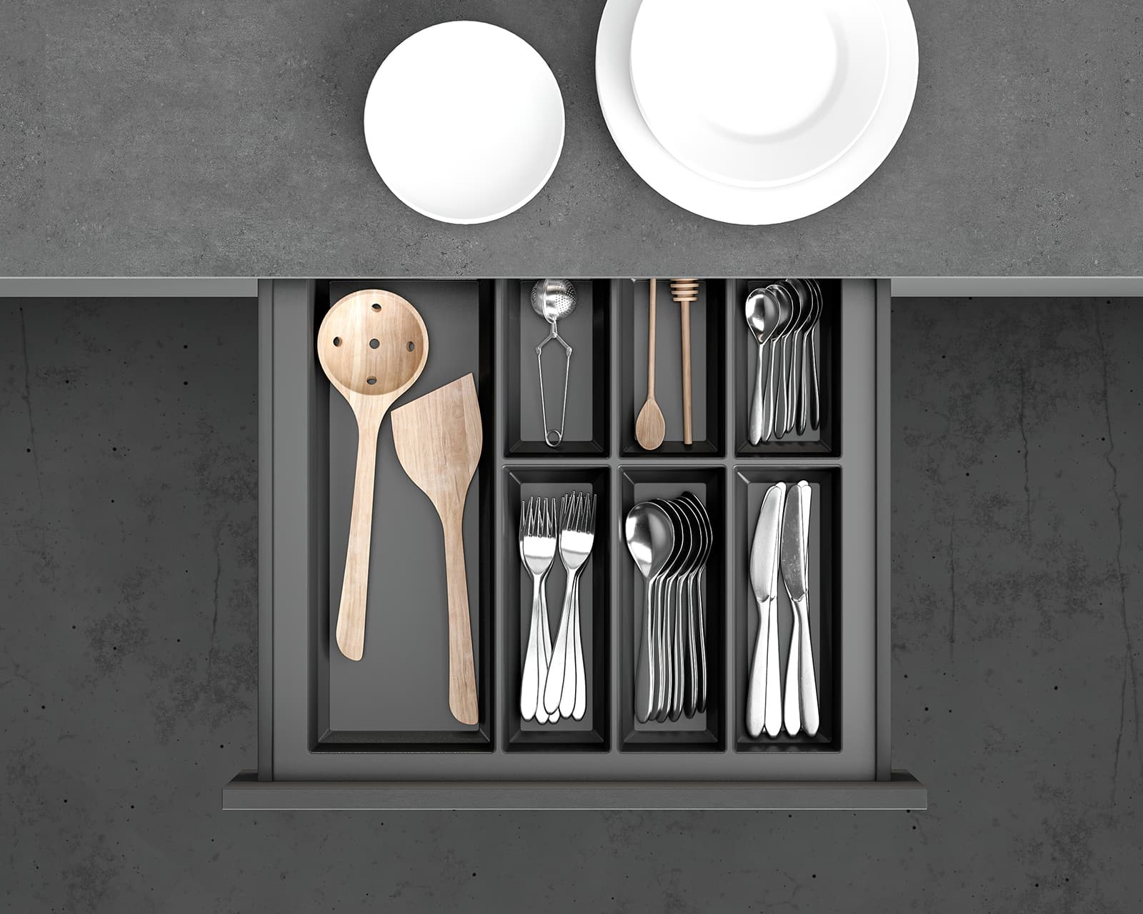 PLASTIC CUTLERY INSERT BLACK