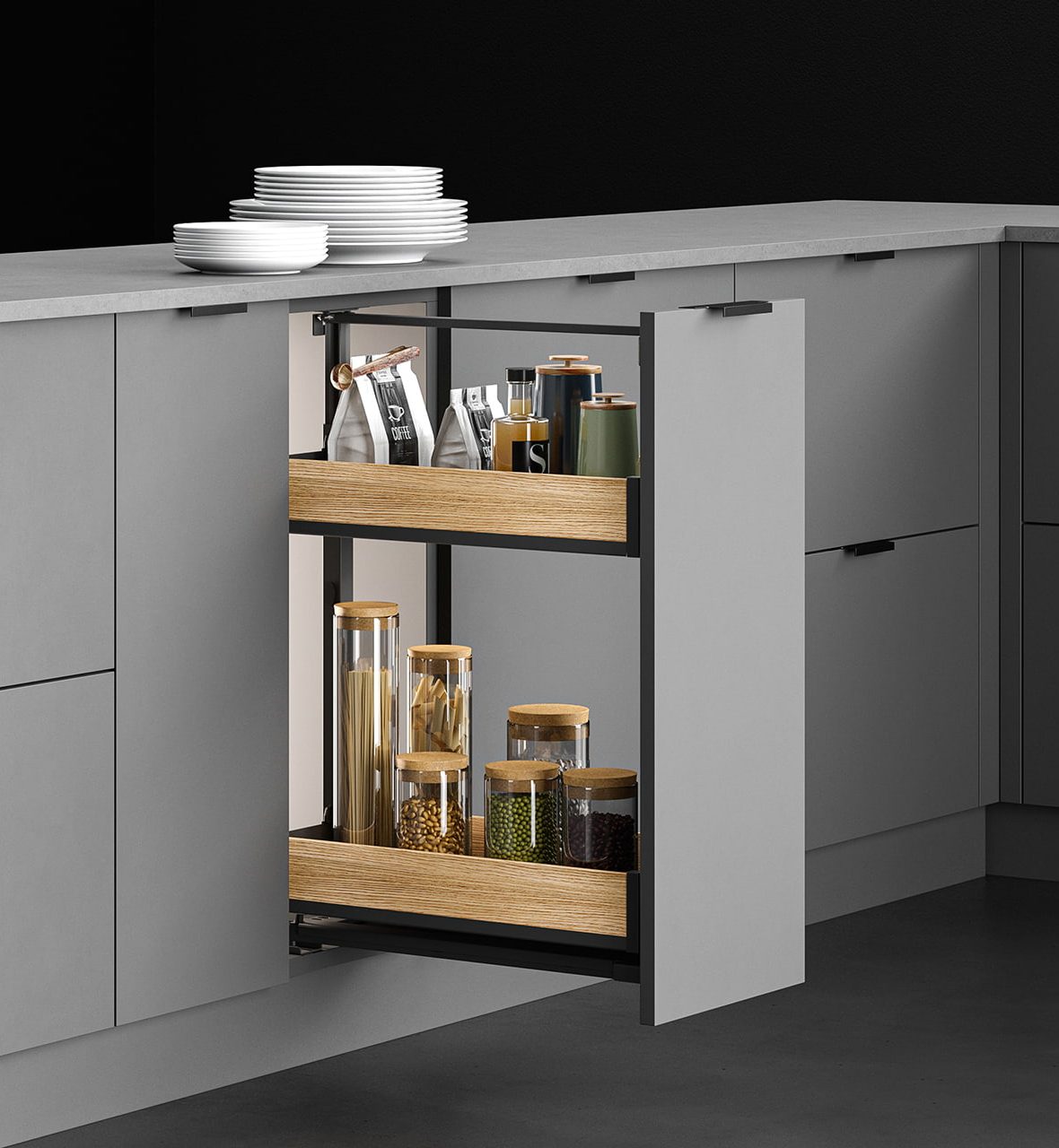 BASE-MOUNTED PULL OUT UNIT BLACK