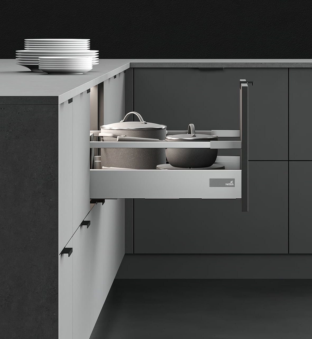 POT AND PAN DRAWER C WITH RAILING