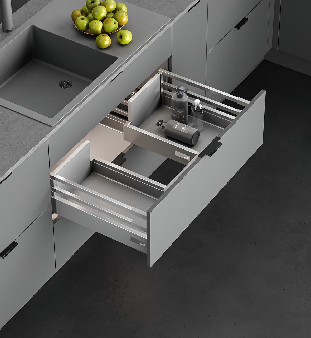 POT AND PAN DRAWER D WITH DOUBLE RAILING FOR SINK CABINET