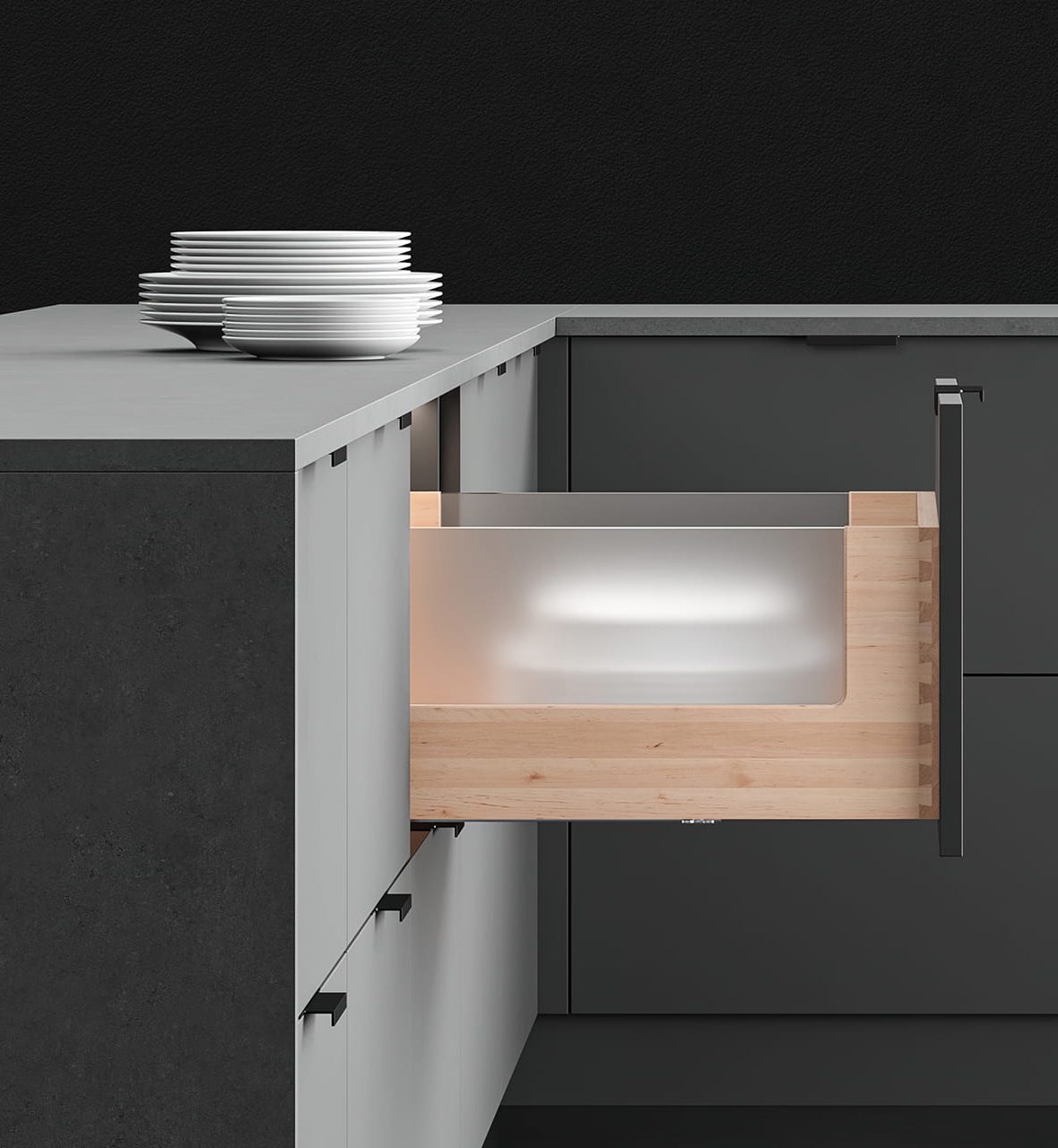 POT AND PAN DRAWER D WITH GLASS