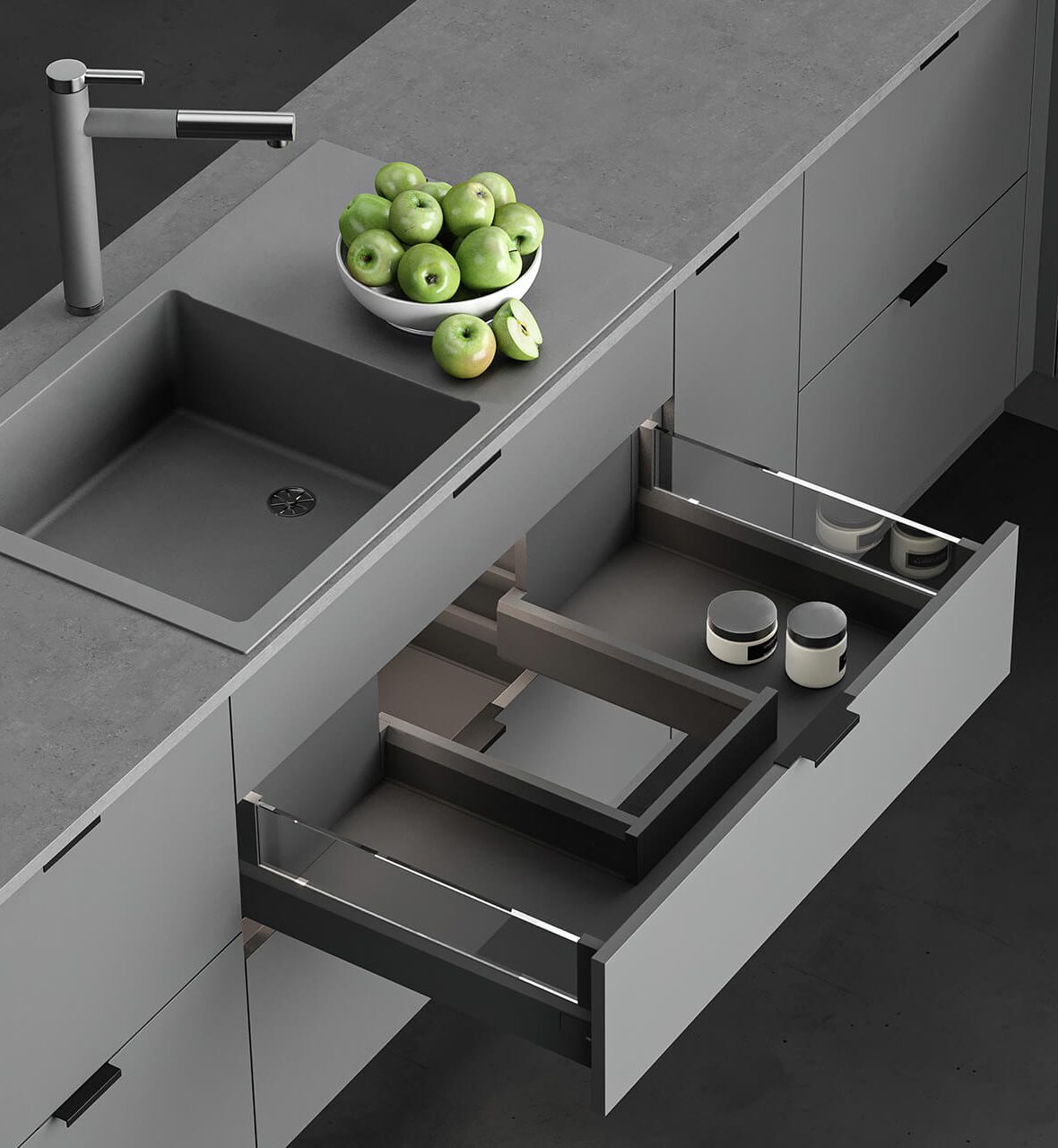 POT AND PAN DRAWER WITH DESIGNSIDE GLASS FOR SINK CABINET