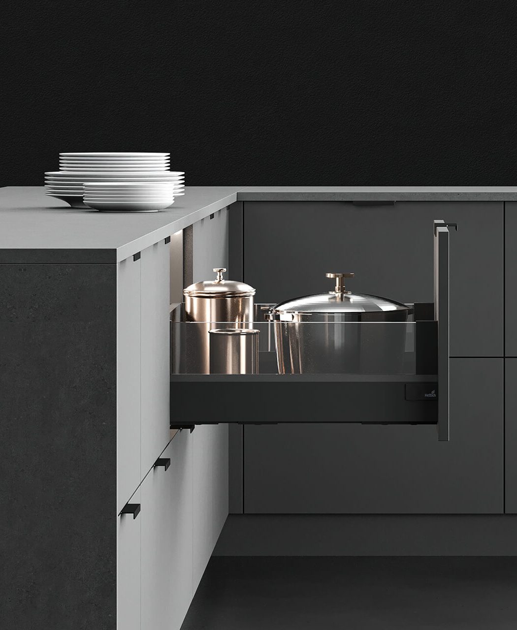 POT AND PAN DRAWER WITH DESIGNSIDE GLASS