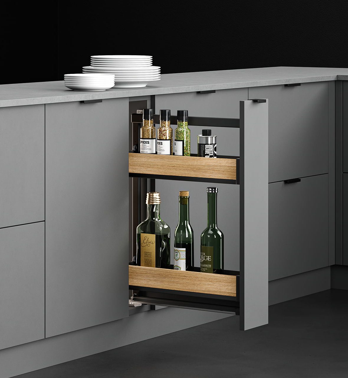 SIDE PULL OUT UNIT PURO MINI BLACK MATT